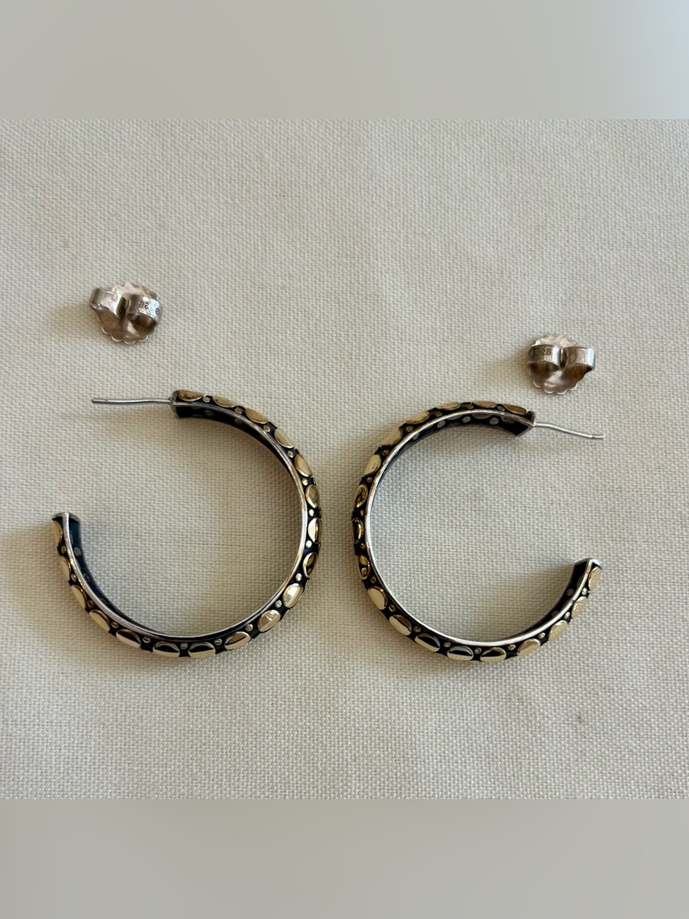 Black and Gold Hoop Earrings - Picture 14 of 16